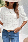 White Eyelet Puff Sleeve Blouse | Available in 3 Colors