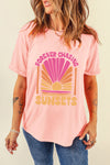 Pink FOREVER CHASING SUNSET Graphic T-Shirt