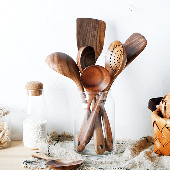 Teak Wood Kitchen Spoon Set