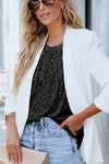 Black Crew Neck Sleeveless Sequin Top