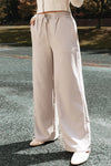 Khaki Casual Straight Striped Elastic Waist Loose Pants