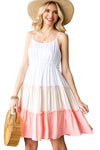 Tiered Colorblock Spaghetti Strap Dress