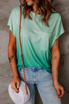 Ombre Green Short Sleeve Crew Neck T-Shirt with Pocket