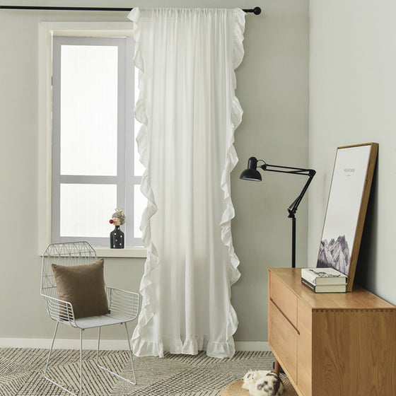 Cotton Pleated and Ruffled Window Curtain Panel