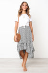 Ruffled Midi Skirt with Long Length Back