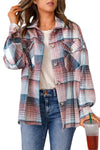 Gold Flame & Grey Plaid Button Up Collared Flannel Shacket