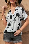 Floral Printed V Neck Short Sleeve Blouse | Available in 3 Colors