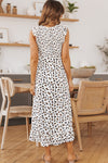 White Smocked Sleeveless Leopard Print Dress