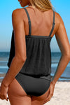 Pink Striped Mesh Knotted Hem Tankini Swimsuit | Available in 3 Colors