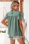 Spotted Print Pleated Ruffle Sleeve Blouse | Available in 3 Colors