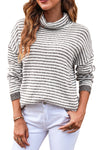 Gray Striped Turtleneck Oversized Sweater | Available in 4 Colors