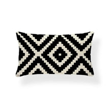  Black and Ivory Patterned Lumbar Throw Pillow Covers