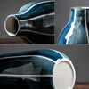 Indigo Blue and White Vertical Striped Ceramic Vase