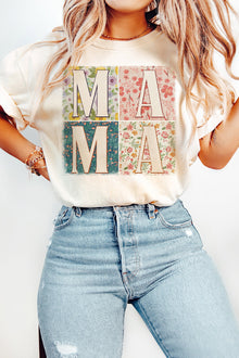  White MAMA Floral Graphic T Shirt