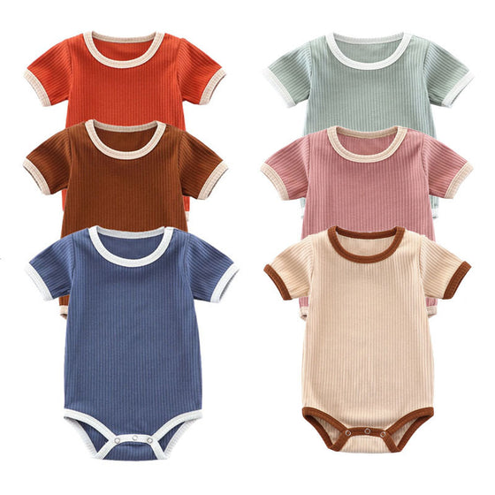 Vintage Style Short Sleeved Ribbed Onesie | Available in 7 Colors