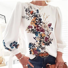  Printed Floral Patterned Long-sleeved T-shirt