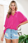 Pink Casual Dolman Oversize Blouse