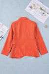 Red Flip Pocket Casual Button Lapel Neck Blazer For Women