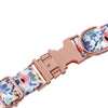 Cotton Floral Dog Collar with Rose Gold Buckle