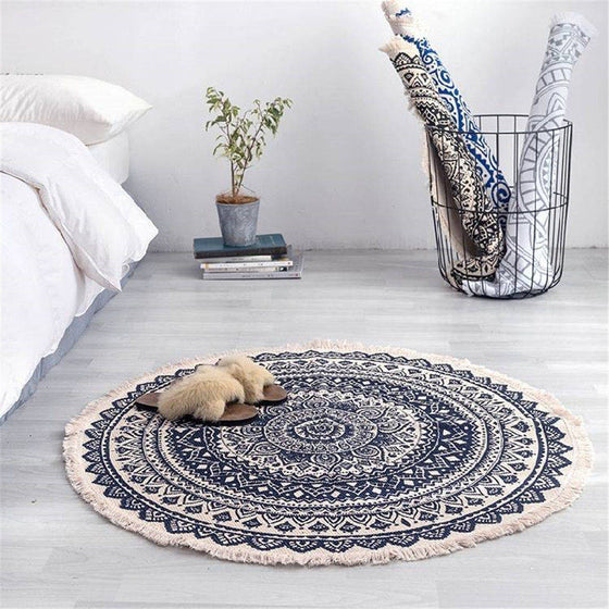 Round Cotton Handmade Rug in India Design -36" | Other Colors Available