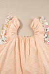 Apricot Pink Floral Print Ruffle Sleeve Blouse | Available in 2 Colors