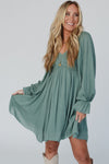 Mist Green Smocked Ruffled Mini Dress