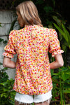 Orange Floral Mock Neck Blouse | Available in Yellow