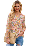 Multicolor Floral Print Smocked Cuffs Long Sleeve Blouse | Available in 2 Patterns