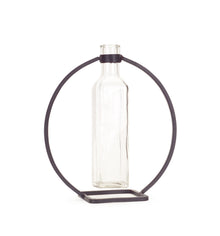  9" H Hanging Vase with Iron Circle Stand