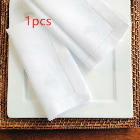 12 Piece Traditional Linen Napkin Set in Grey or White