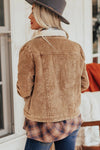 Khaki Corduroy Sherpa Snap Flap Pocket Jacket | Other Colors Available