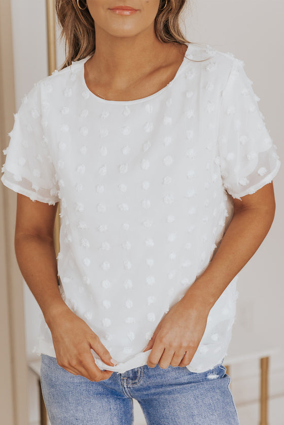 White Swiss Dot Summer Top