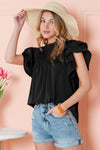 Rose Red Ruched Ruffle Blouse | Available in 3 Colors