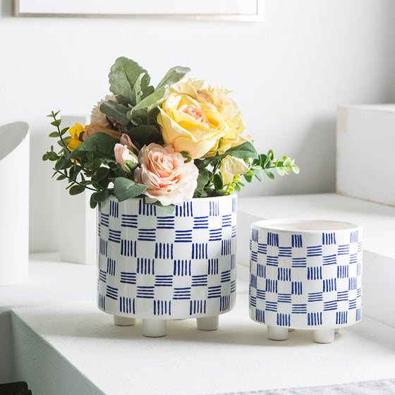 Blue and White Ceramic Succulent Plant Pots