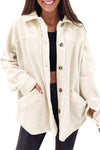 Beige Button-Up Stitching Pocketed Shacket | Also Available in Black