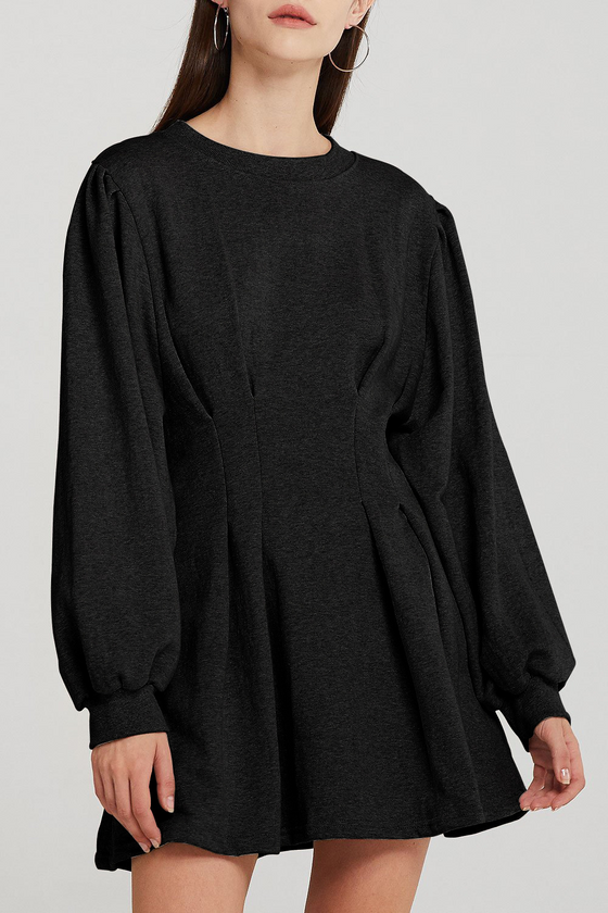 Pleated Pullover Sweatshirt Dress for Women