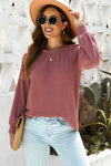 Pink Waffle Texture Casual Square Neck Pullover Top | Available in 5 Colors