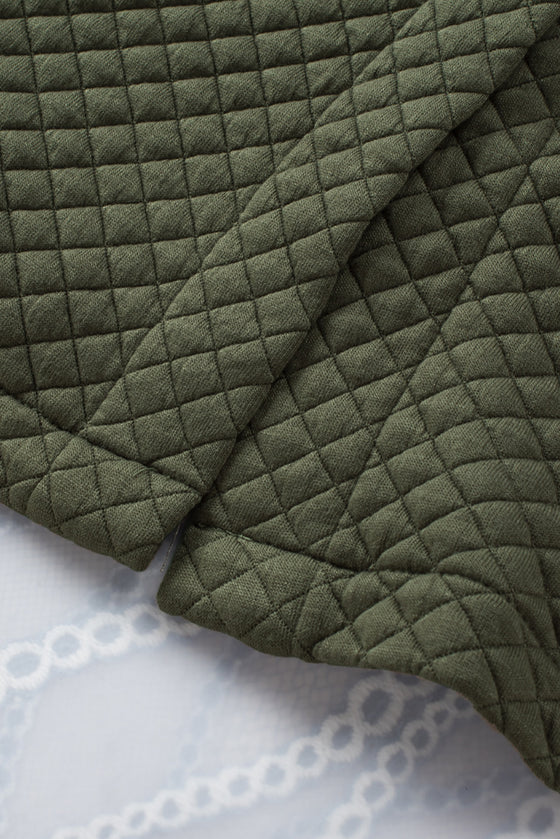 Khaki Lattice Texture Pockets Button Up Quilted Shacket | Available in 4 Colors