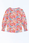 Multicolor Floral Print Smocked Cuffs Long Sleeve Blouse | Available in 2 Patterns