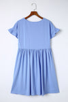 Sky Blue Pleated Dress