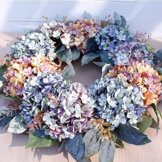 56" Autumn Blue Hydrangea Wreath