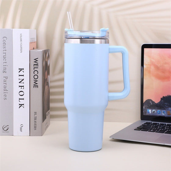 Pink Stainless Steel Water Mug with Straw | Available in Other Colors