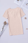 Blush Pink Ribbed Cut Out V Neck T Shirt | Available in Black