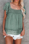 Green Lace Trim Top | Available in 2 Colors