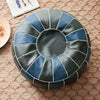 Hand-stitched Faux Leather Moroccan Pouf