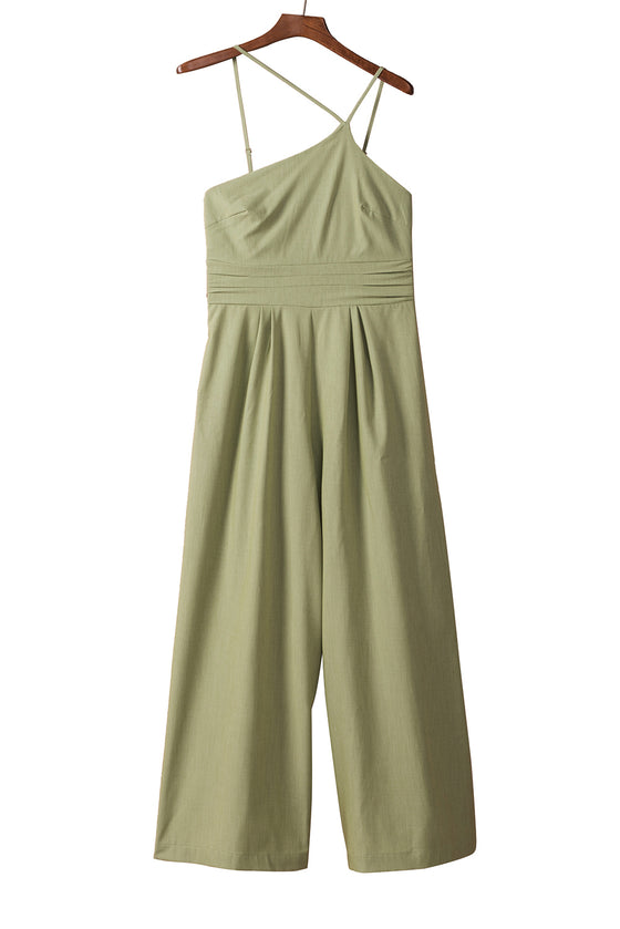 Green Asymmetric Wide Leg Jumpsuit