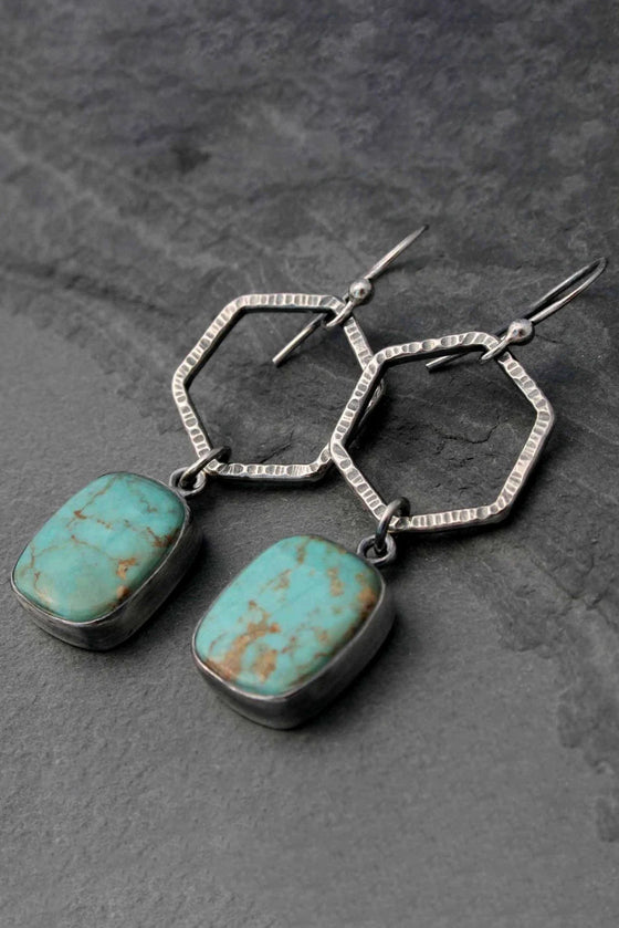 Green Vintage Style Turquoise Geometric Drop Earrings