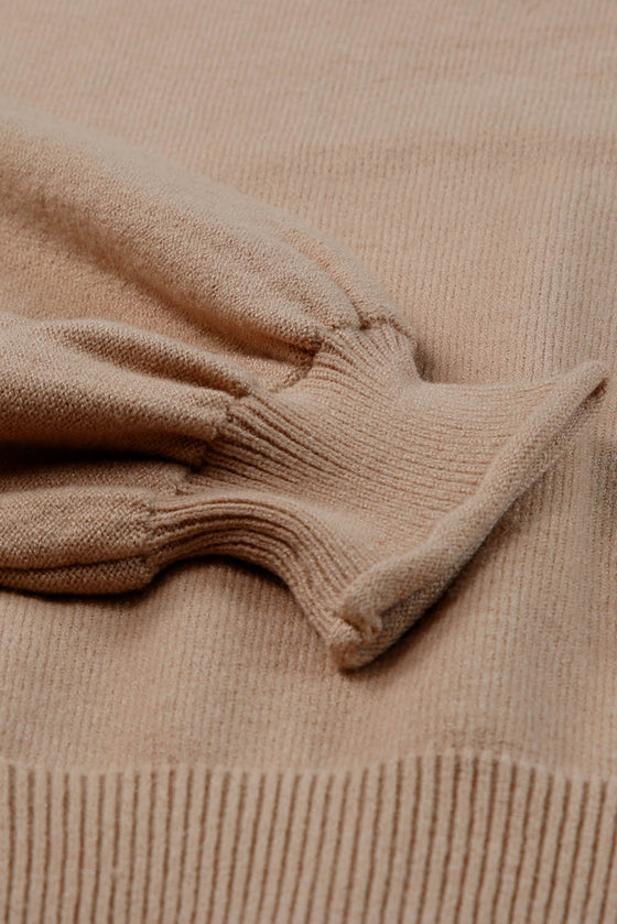 Apricot Raw Edge Pocket Exposed Seam Knitted Sweater