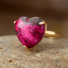  Pink Marbled Heart Adjustable Ring