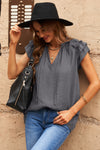 Gray V Neck Tiered Ruffle Sleeve Top | Available in 2 Colors